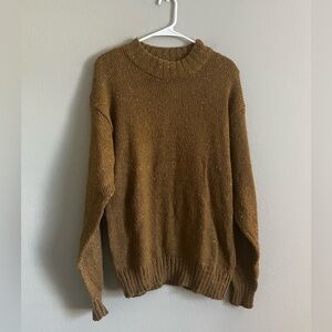 TROUSERS UP Women’s vintage speckled knit acrylic wool sweater camel multicolor